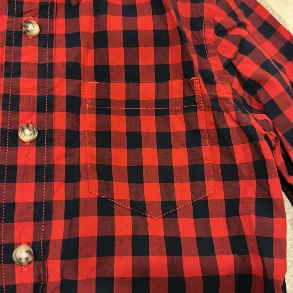Crewcuts Boys Red & Navy Checkered Button Down Shirt